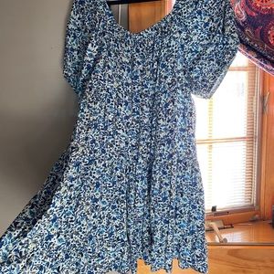 Blue Ditsy Floral Plus Size Dress